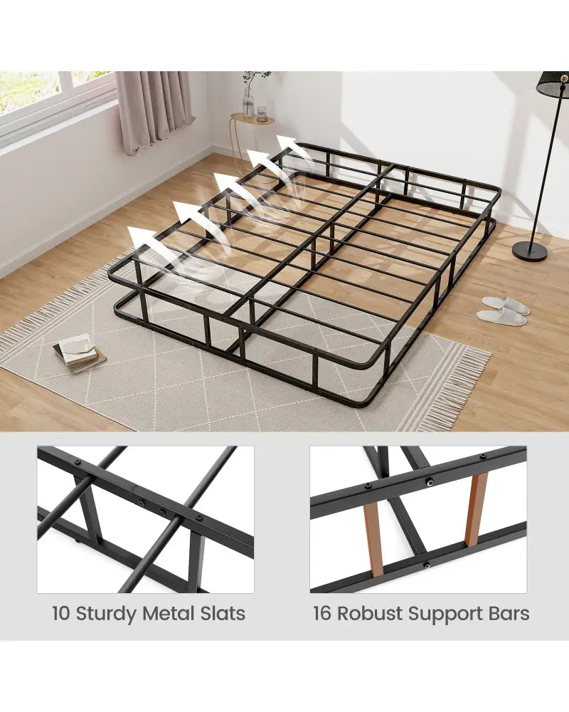 Queen Size Bed Frame with Metal Slat Support - Black - Simple Bed Frame