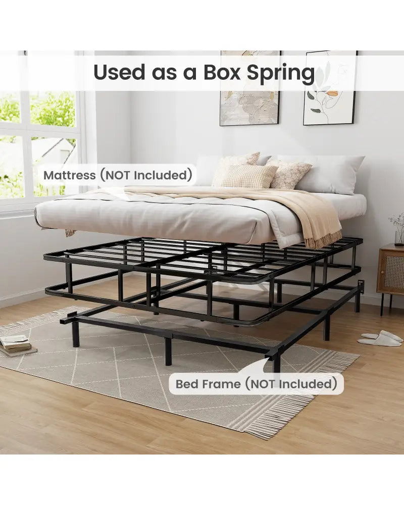 Queen Size Bed Frame with Metal Slat Support - Black - Simple Bed Frame