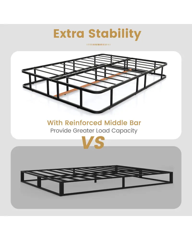 Queen Size Bed Frame with Metal Slat Support - Black - Simple Bed Frame