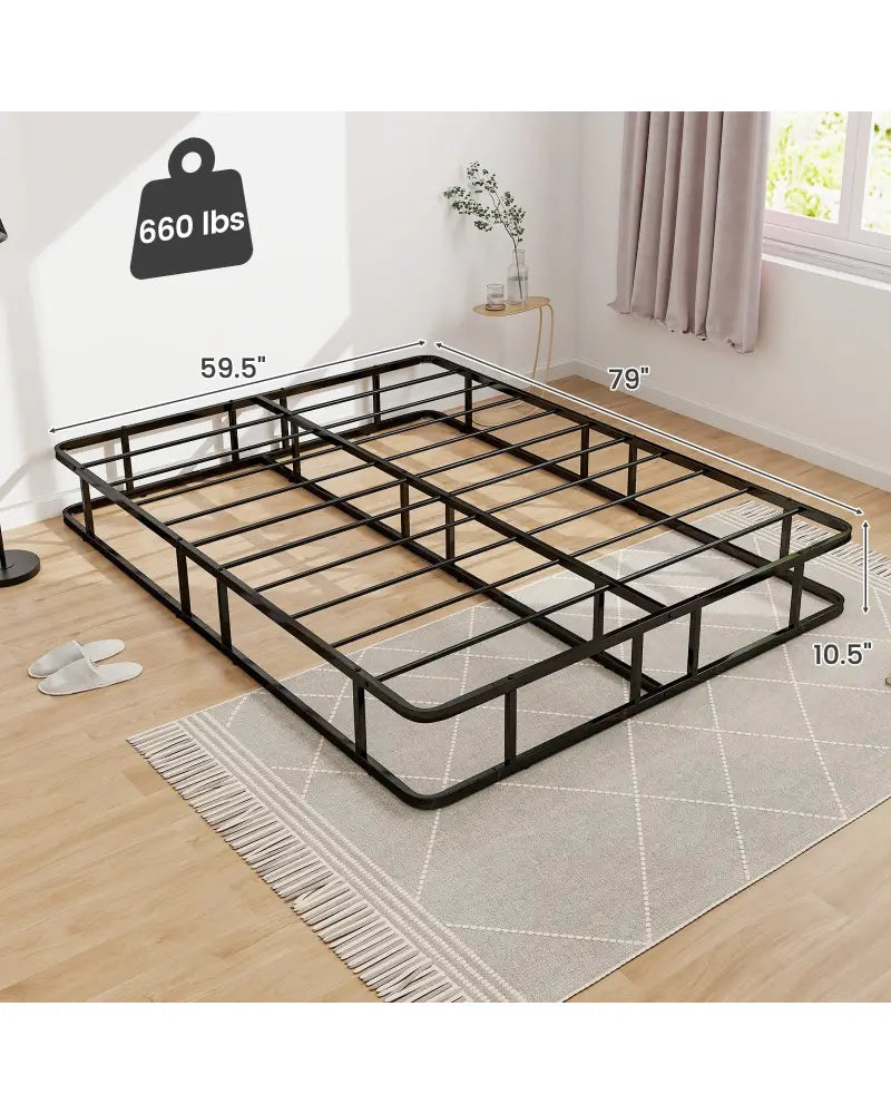 Queen Size Bed Frame with Metal Slat Support - Black - Simple Bed Frame