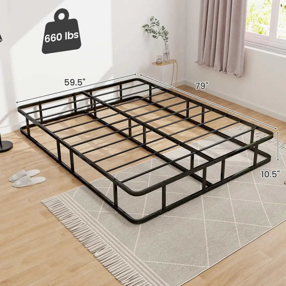 Queen Size Bed Frame with Metal Slat Support - Black - Simple Bed Frame