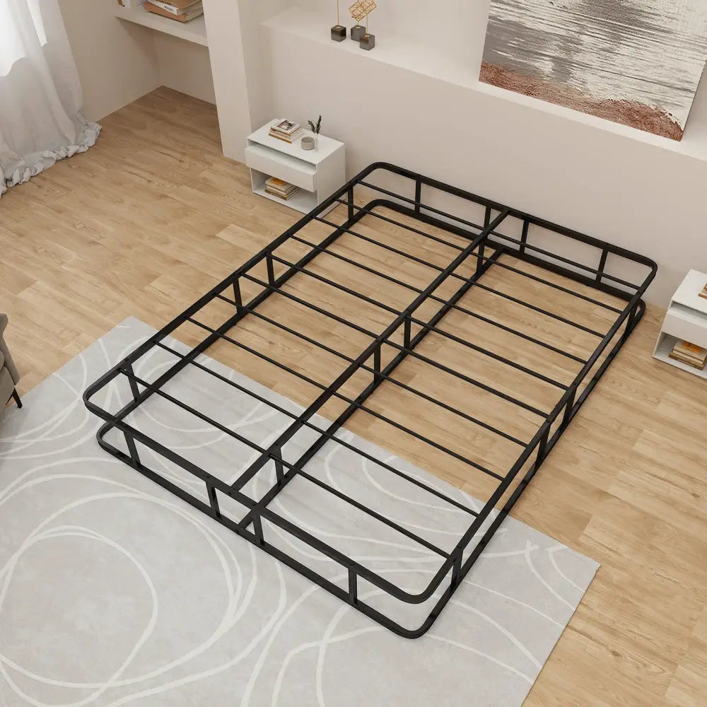 Queen Size Bed Frame with Metal Slat Support - Black - Simple Bed Frame