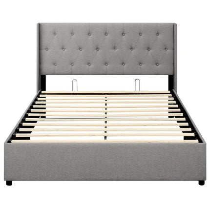 Queen Size Lift-up Storage Bed Modern Linen Upholstered Platform Bed-Gray - Gray - Simple Bed Frame