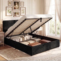 Queen Size Lift-up Storage Bed with Wooden Slat Support-Black - Black - Simple Bed Frame