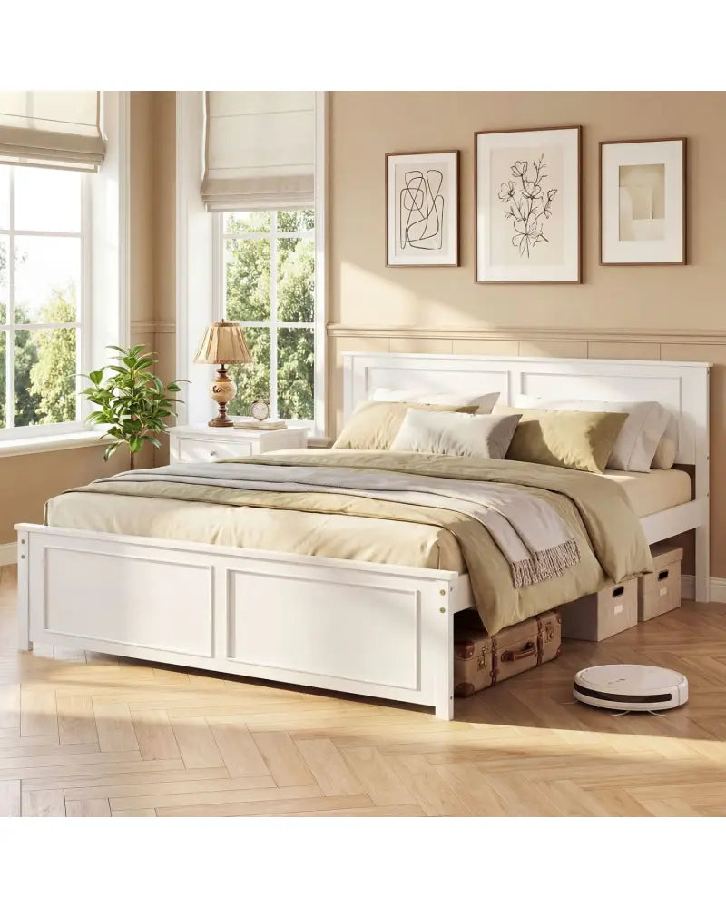 Queen Size Platform Bed Frame with Headboard - Simple Bed Frame