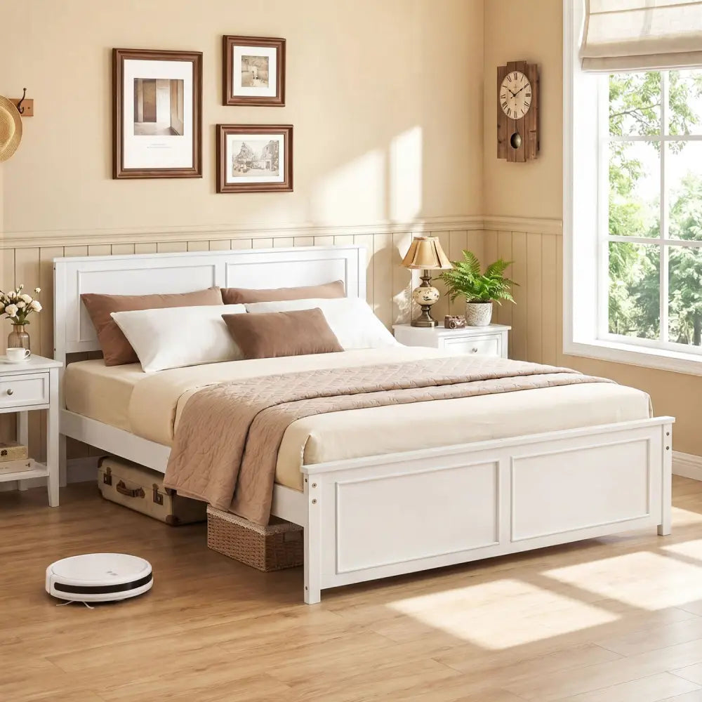 Queen Size Platform Bed Frame with Headboard - Simple Bed Frame