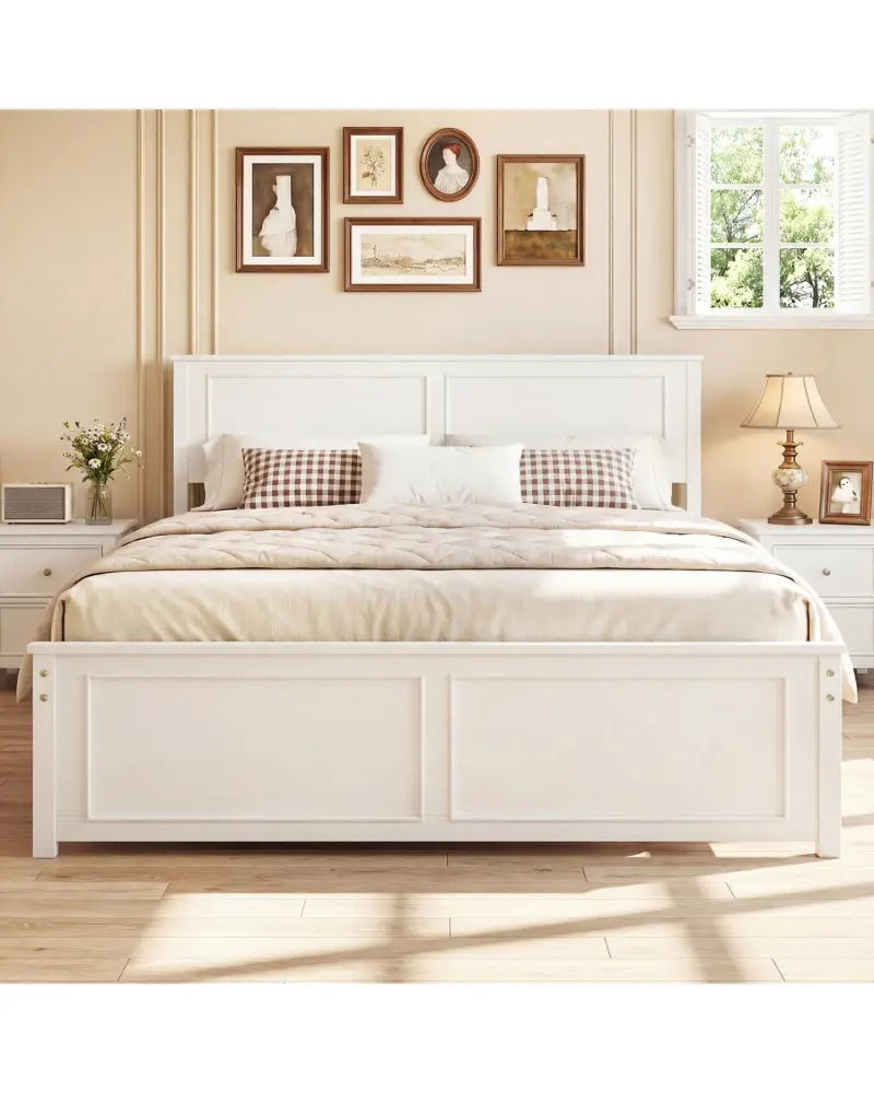 Queen Size Platform Bed Frame with Headboard - Simple Bed Frame