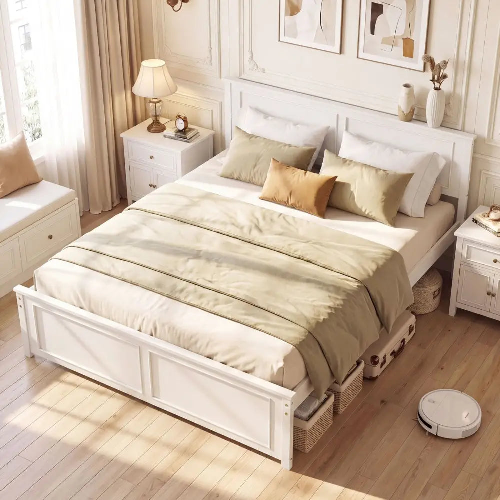 Queen Size Platform Bed Frame with Headboard - Simple Bed Frame