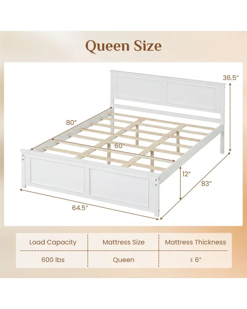 Queen Size Platform Bed Frame with Headboard - Simple Bed Frame