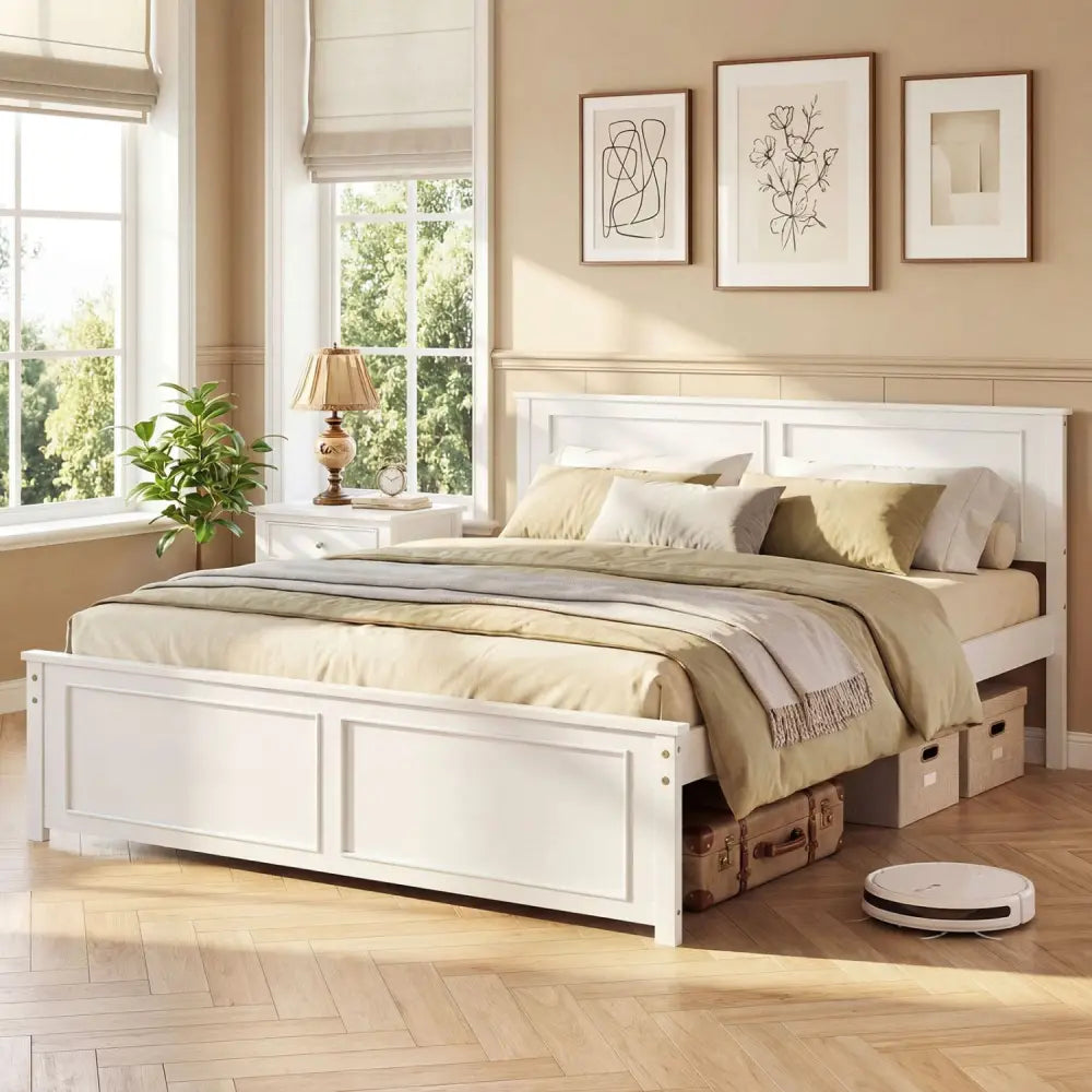 Queen Size Platform Bed Frame with Headboard - Simple Bed Frame