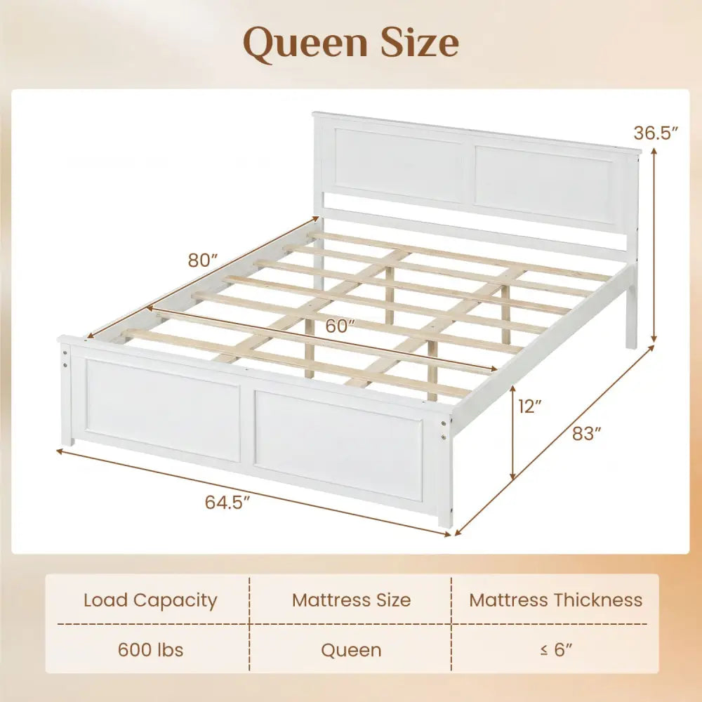 Queen Size Platform Bed Frame with Headboard - Simple Bed Frame