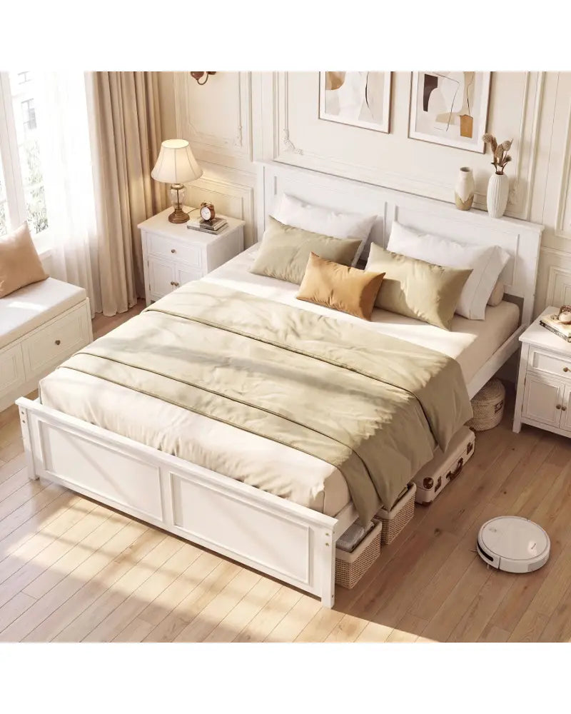 Queen Size Platform Bed Frame with Headboard - Simple Bed Frame