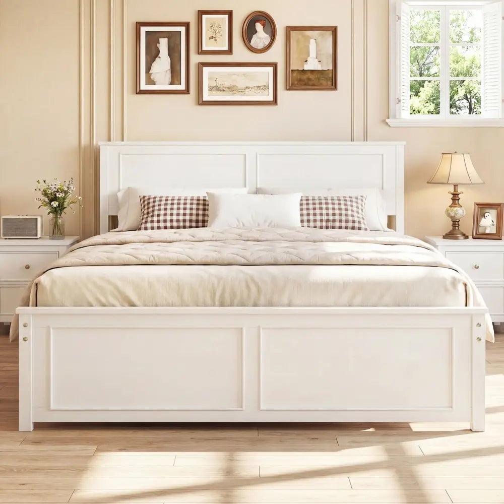 Queen Size Platform Bed Frame with Headboard - Simple Bed Frame