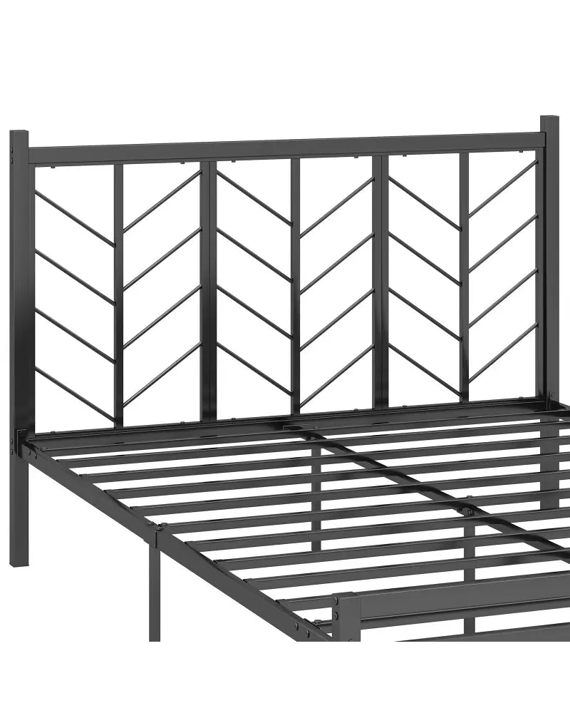 Queen Size Platform Bed with Headboard and Metal Frame-Queen Size - Black - Simple Bed Frame