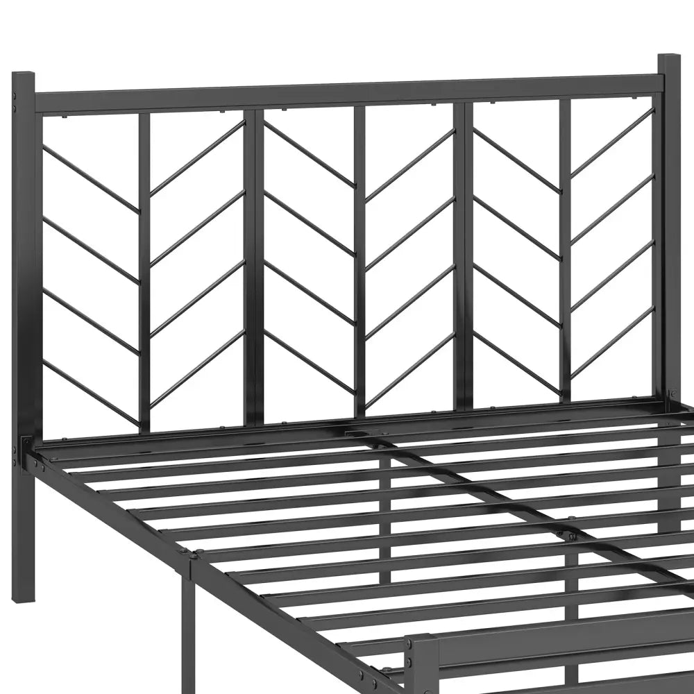 Queen Size Platform Bed with Headboard and Metal Frame-Queen Size - Black - Simple Bed Frame