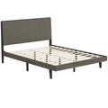 Queen Size Upholstered Bed Frame with Tufted Headboard - Gray - Simple Bed Frame
