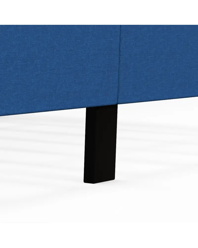 Queen Size Upholstered Platform Bed with Button Tufted Wingback Headboard-Blue - Blue - Simple Bed Frame