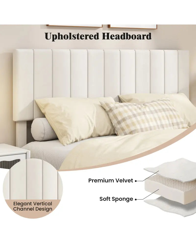 Queen Size Velvet Upholstered Platform Bed Frame - Simple Bed Frame