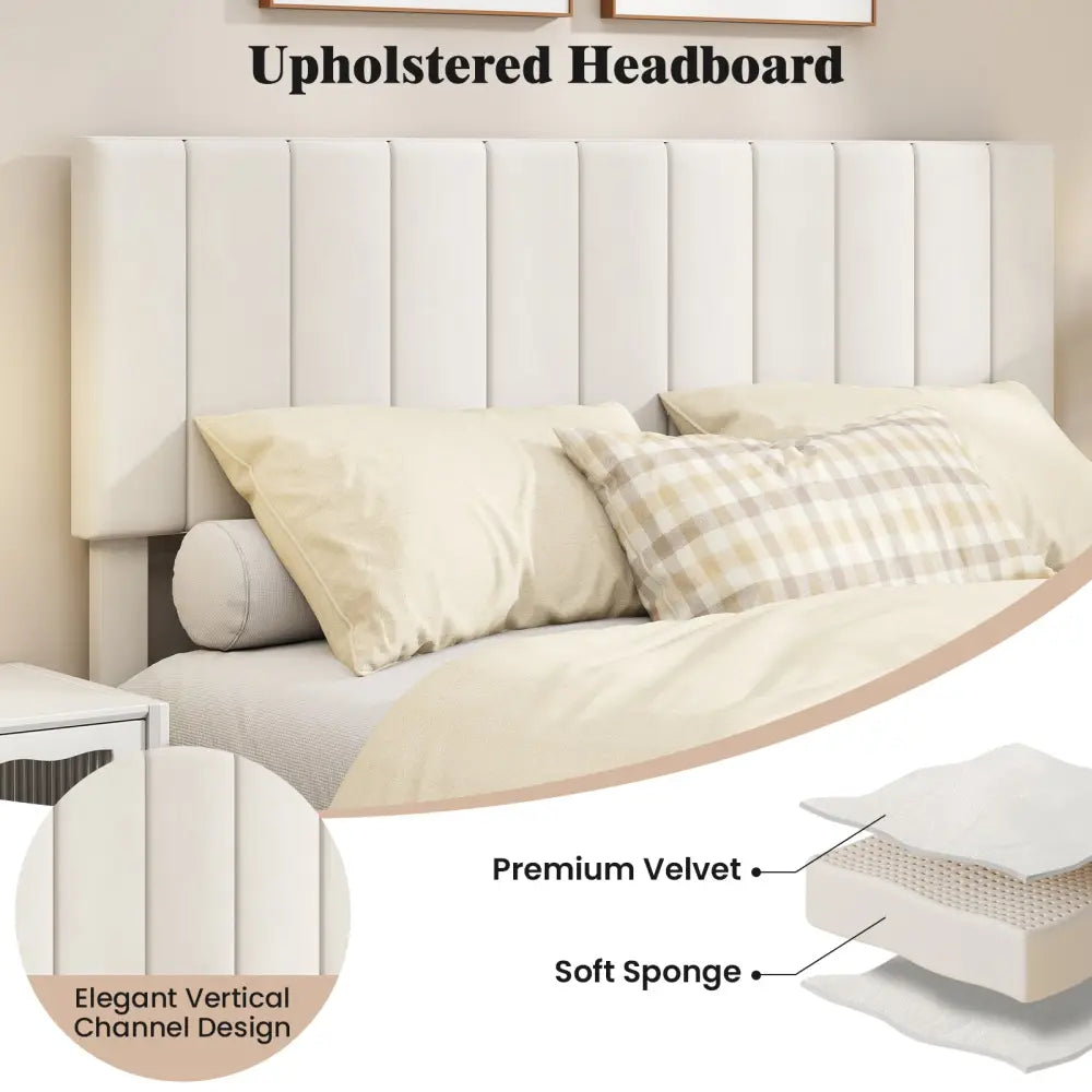 Queen Size Velvet Upholstered Platform Bed Frame - Simple Bed Frame