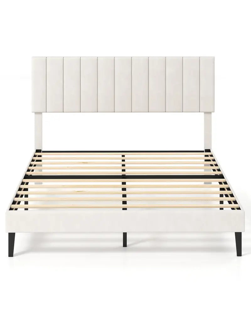 Queen Size Velvet Upholstered Platform Bed Frame - Simple Bed Frame