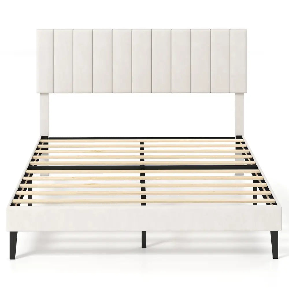Queen Size Velvet Upholstered Platform Bed Frame - Simple Bed Frame