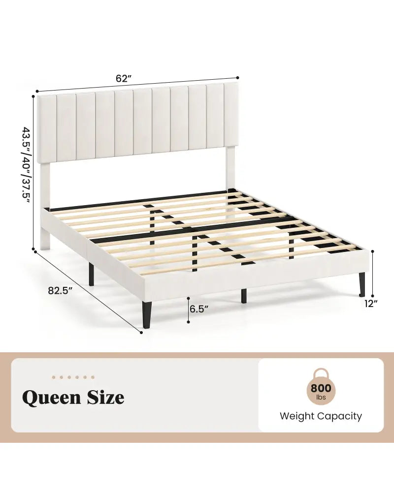 Queen Size Velvet Upholstered Platform Bed Frame - Simple Bed Frame
