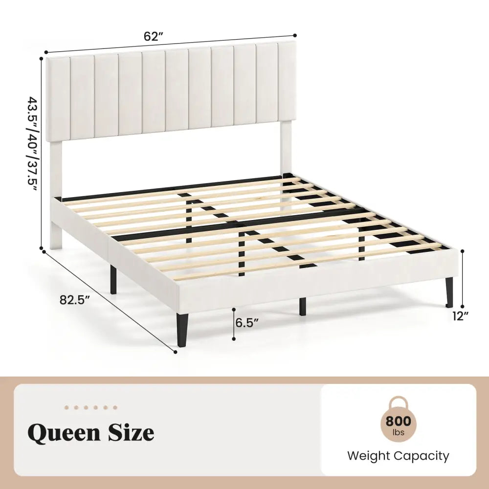 Queen Size Velvet Upholstered Platform Bed Frame - Simple Bed Frame