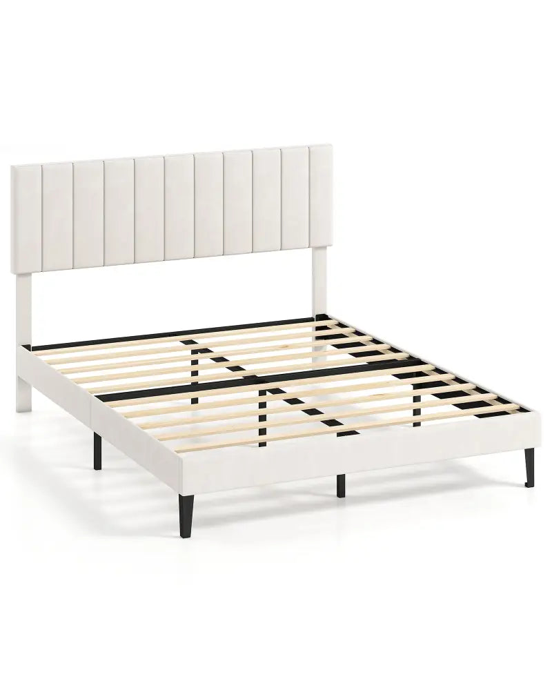 Queen Size Velvet Upholstered Platform Bed Frame - Simple Bed Frame