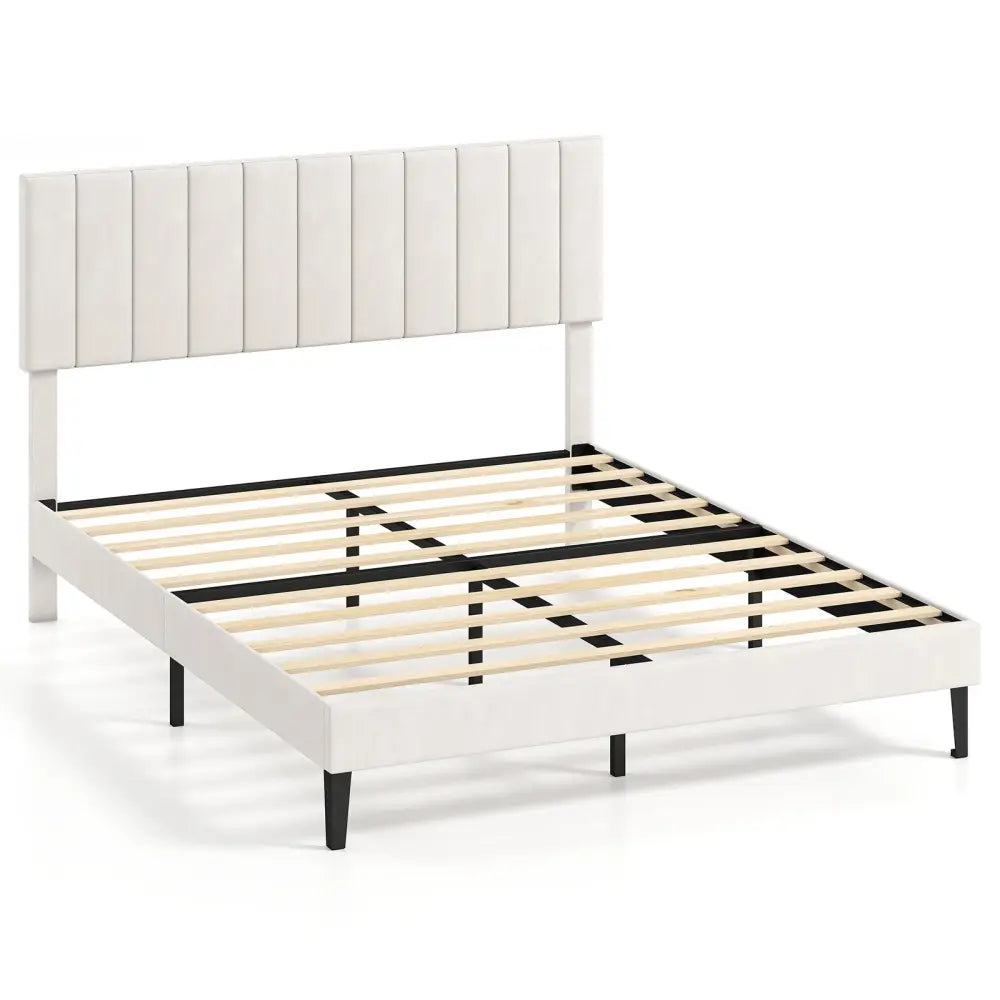 Queen Size Velvet Upholstered Platform Bed Frame - Simple Bed Frame