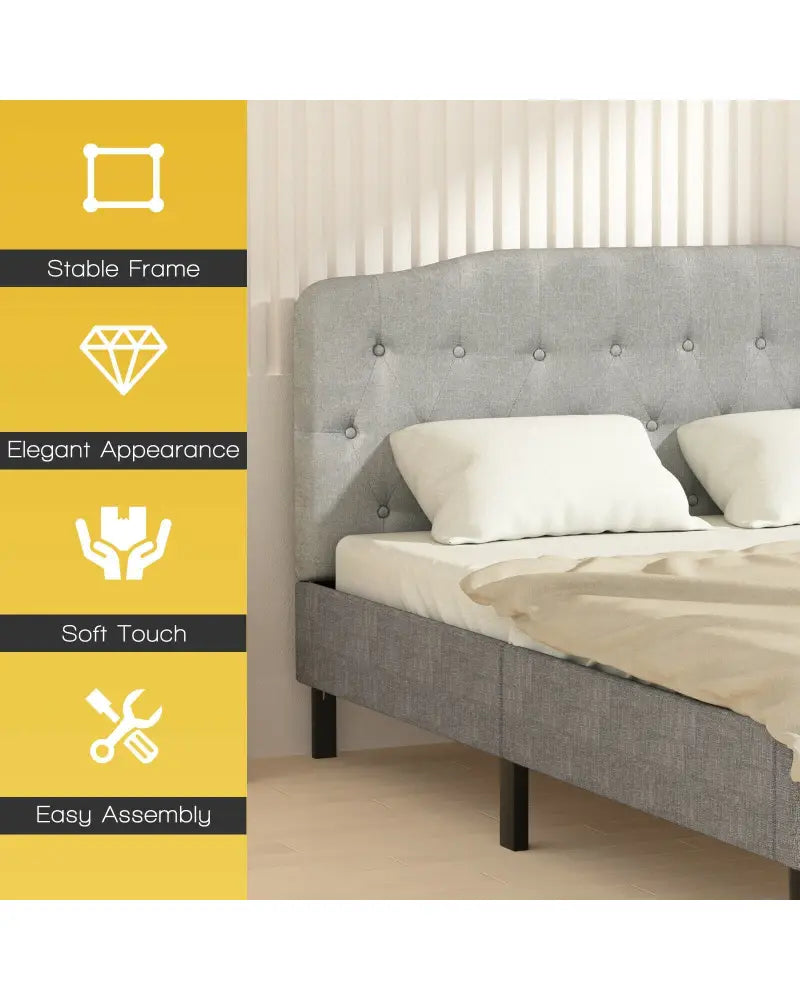 Queen Upholstered Headboard with Adjustable Heights-Light Gray - Light Gray - Headboards