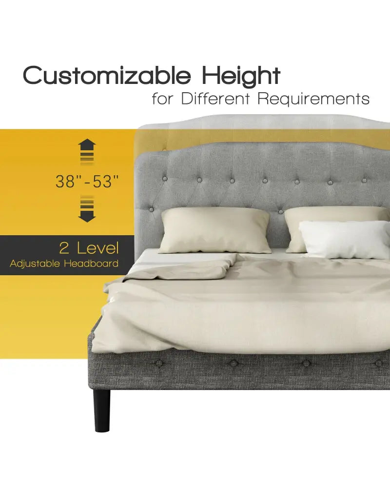 Queen Upholstered Headboard with Adjustable Heights-Light Gray - Light Gray - Headboards