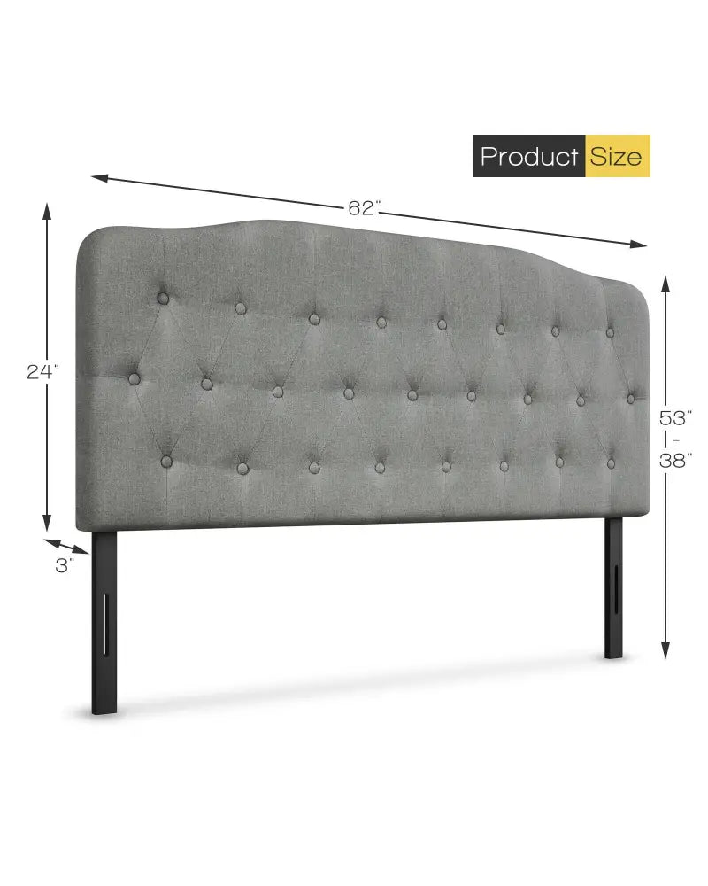 Queen Upholstered Headboard with Adjustable Heights-Light Gray - Light Gray - Headboards