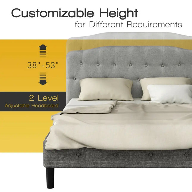 Queen Upholstered Headboard with Adjustable Heights-Light Gray - Light Gray - Headboards