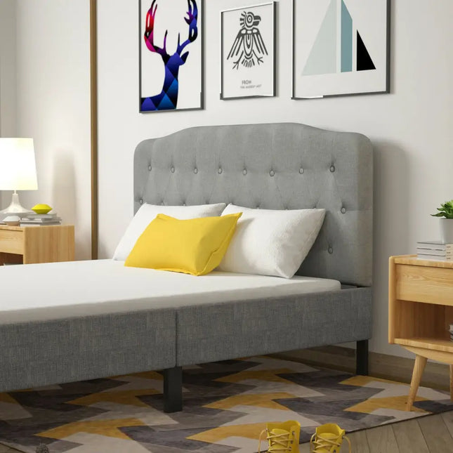 Queen Upholstered Headboard with Adjustable Heights-Light Gray - Light Gray - Headboards