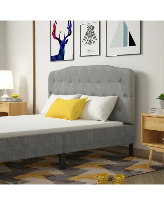 Queen Upholstered Headboard with Adjustable Heights-Light Gray - Light Gray - Headboards