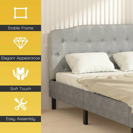 Queen Upholstered Headboard with Adjustable Heights-Light Gray - Light Gray - Headboards