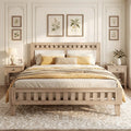 Queen Wood Bed Frame with Upholstered Headboard-Natural - Natural - Simple Bed Frame