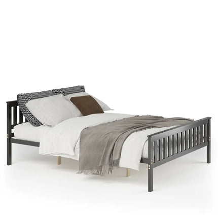 Queen Wood Platform Bed with Headboard - Espresso - Simple Bed Frame