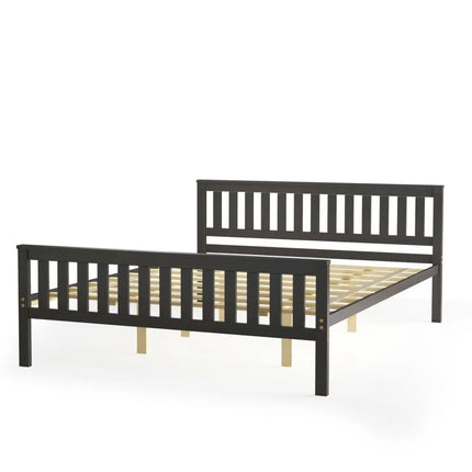 Queen Wood Platform Bed with Headboard - Espresso - Simple Bed Frame