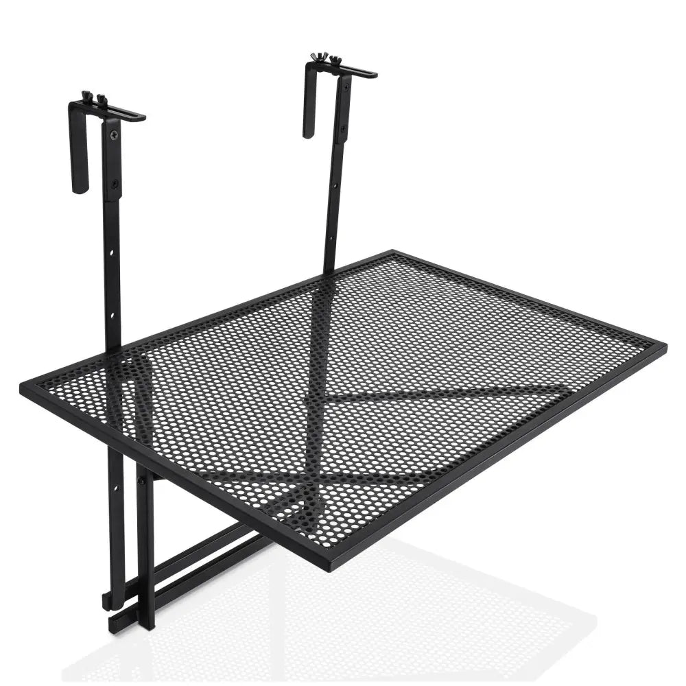 Railing Folding Table with 5-Level Adjustable Heights - Black - Patio Tables