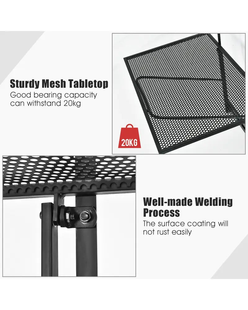 Railing Folding Table with 5-Level Adjustable Heights - Black - Patio Tables