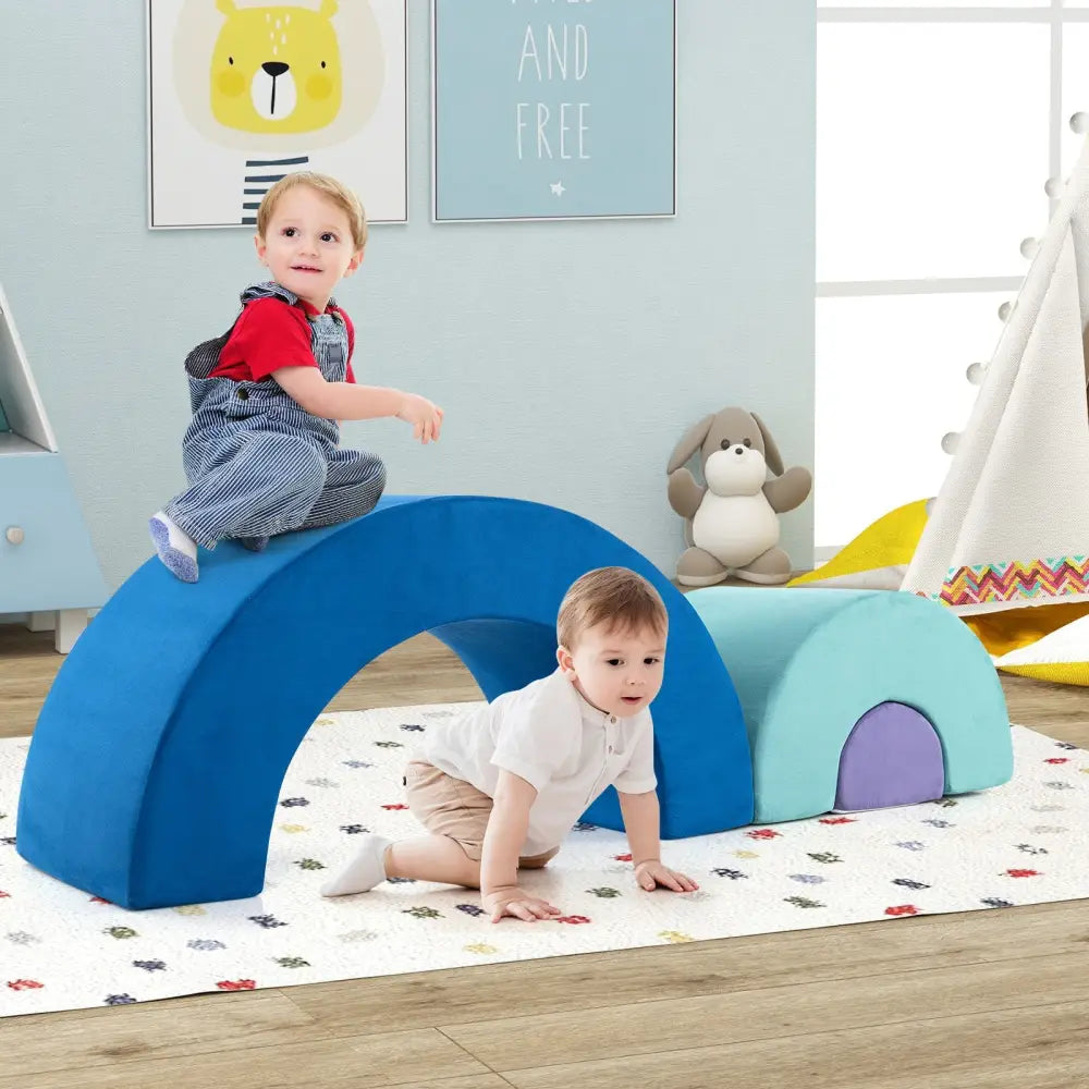 Rainbow Arc Climber Playset Foam Climbing Blocks with Machine Washable Covers-Multicolor - Multicolor - Climbers &