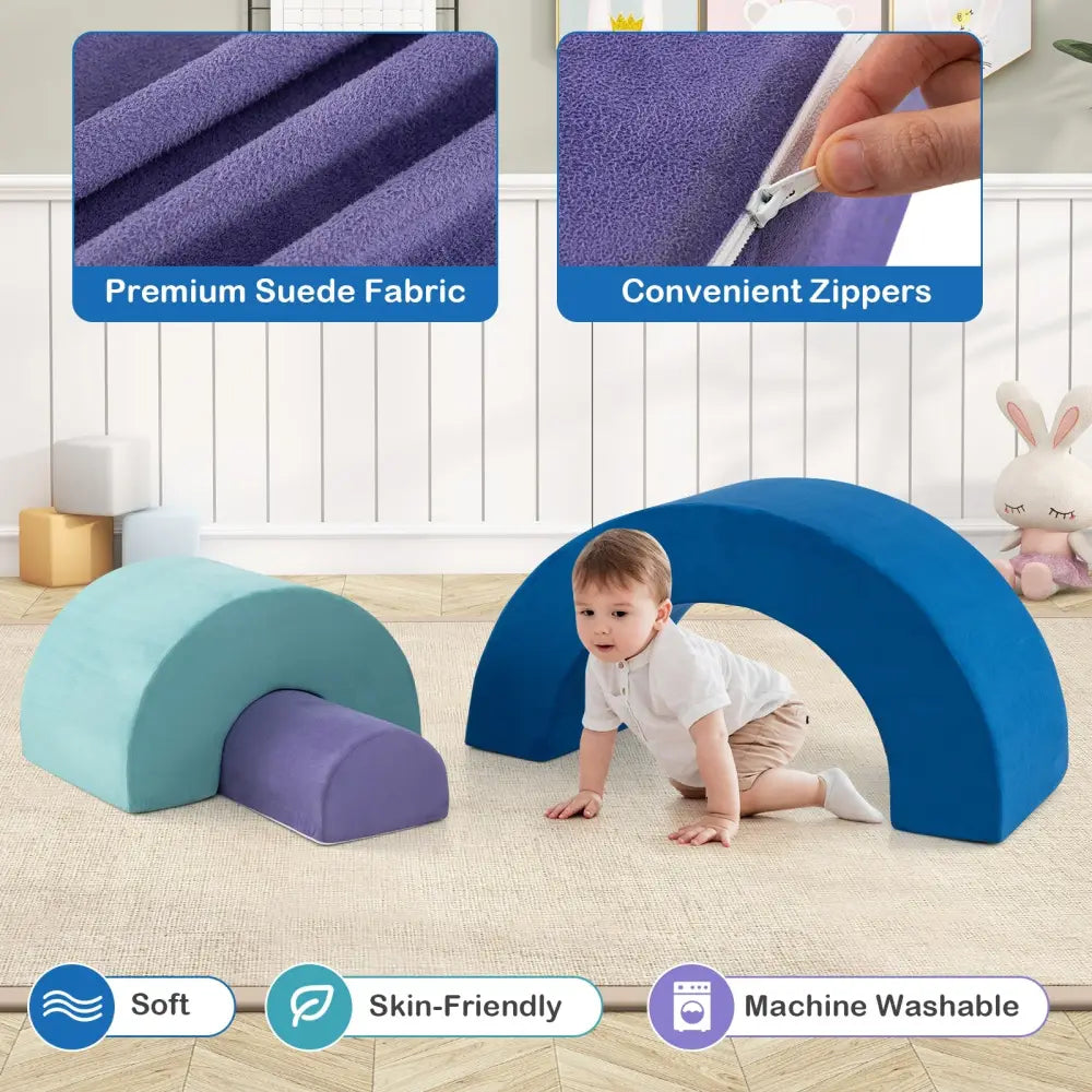 Rainbow Arc Climber Playset Foam Climbing Blocks with Machine Washable Covers-Multicolor - Multicolor - Climbers &