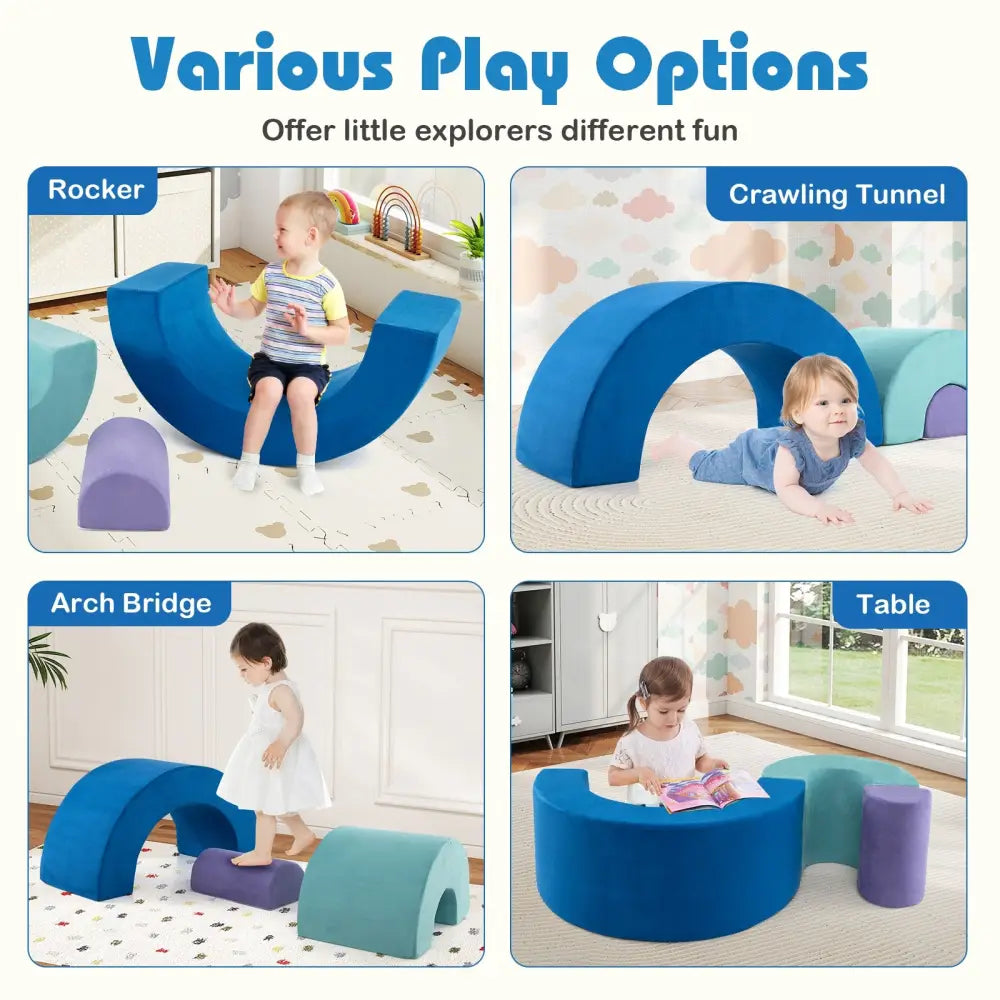 Rainbow Arc Climber Playset Foam Climbing Blocks with Machine Washable Covers-Multicolor - Multicolor - Climbers &