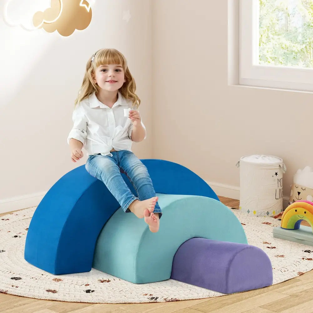 Rainbow Arc Climber Playset Foam Climbing Blocks with Machine Washable Covers-Multicolor - Multicolor - Climbers &
