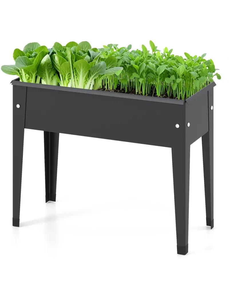 Raised Garden Bed Elevated Metal Planter Box with Legs Drainage Holes-S - Black - Raised Garden Beds