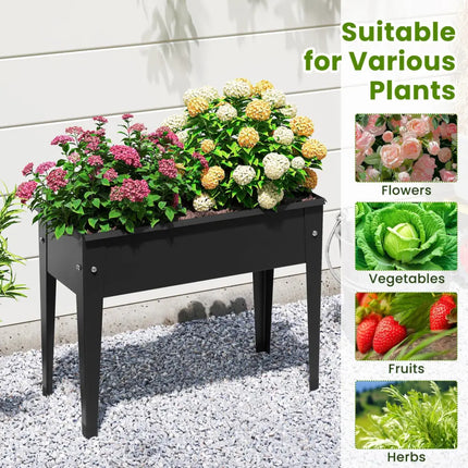Raised Garden Bed Elevated Metal Planter Box with Legs Drainage Holes-S - Black - Raised Garden Beds