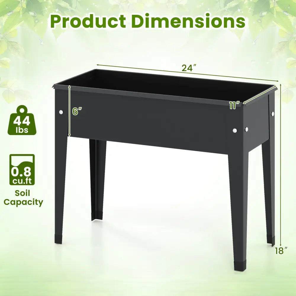 Raised Garden Bed Elevated Metal Planter Box with Legs Drainage Holes-S - Black - Raised Garden Beds