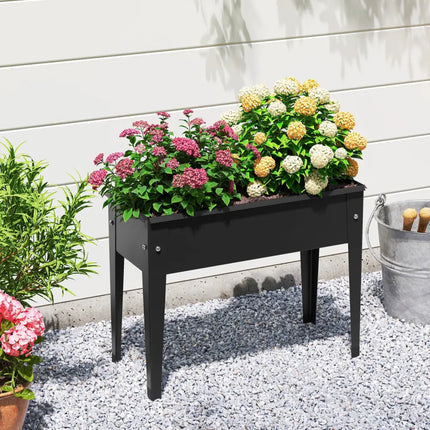 Raised Garden Bed Elevated Metal Planter Box with Legs Drainage Holes-S - Black - Raised Garden Beds