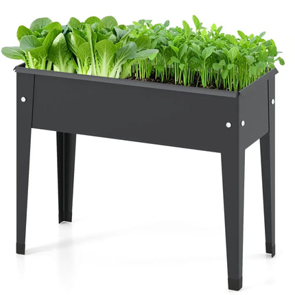 Raised Garden Bed Elevated Metal Planter Box with Legs Drainage Holes-S - Black - Raised Garden Beds
